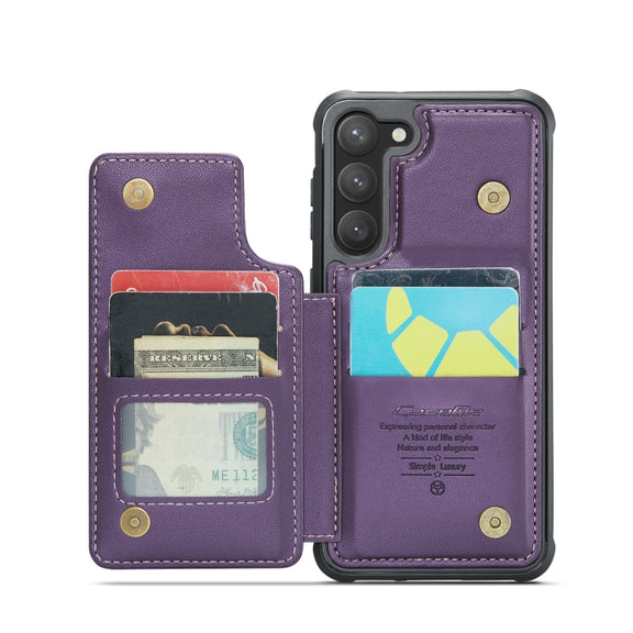 For Samsung Galaxy S23 5G CaseMe C22 Card Slots Holder RFID Anti-theft Phone Case(Purple)
