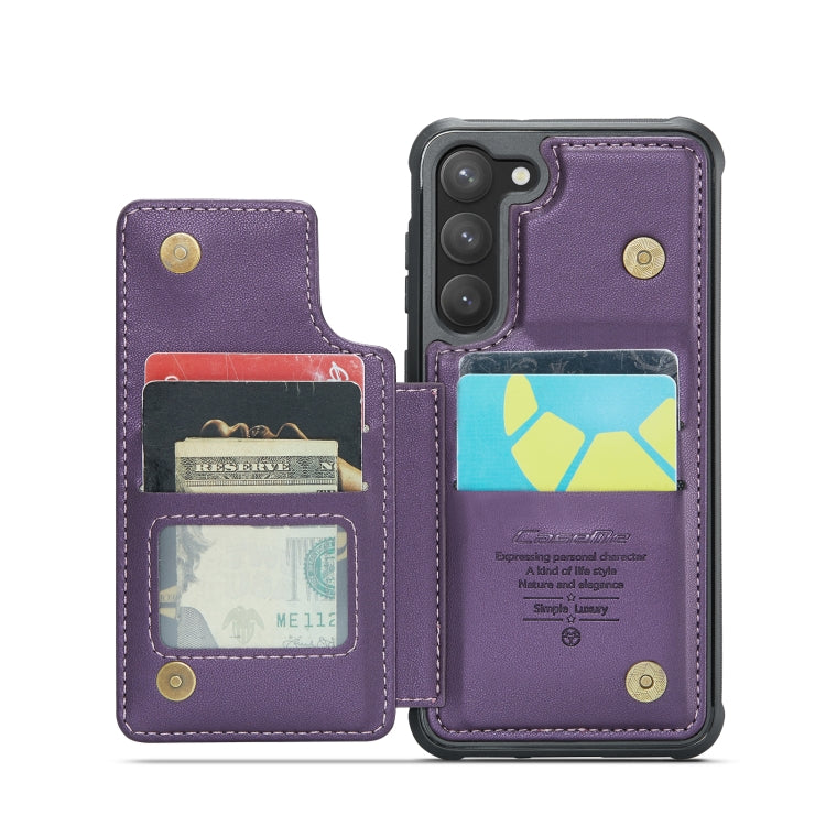 For Samsung Galaxy S23 5G CaseMe C22 Card Slots Holder RFID Anti-theft Phone Case(Purple)