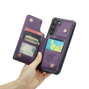 For Samsung Galaxy S23 5G CaseMe C22 Card Slots Holder RFID Anti-theft Phone Case(Purple)