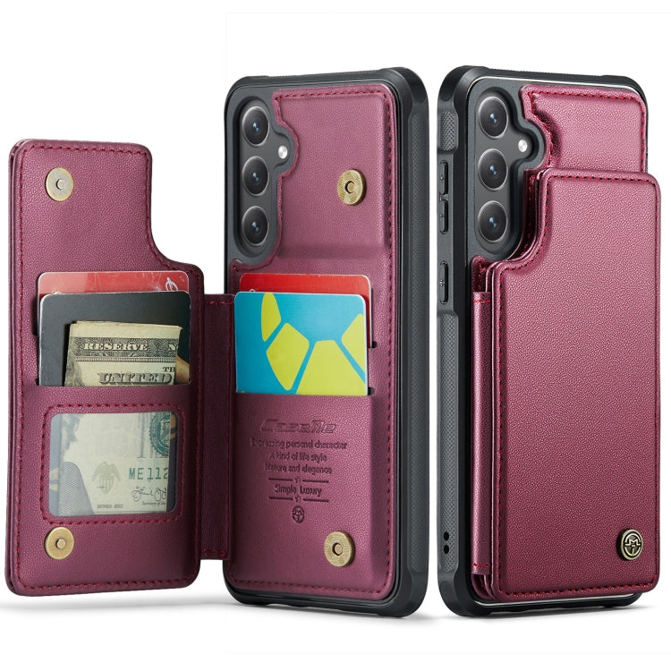 For Samsung Galaxy S23 FE 5G CaseMe C22 Card Slots Holder RFID Anti-theft Phone Case(Wine Red) - free shipping - PMC Jewellery - Order now!