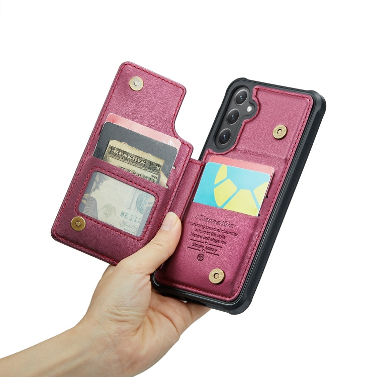 For Samsung Galaxy S23 FE 5G CaseMe C22 Card Slots Holder RFID Anti-theft Phone Case(Wine Red) - free shipping - PMC Jewellery - Order now!