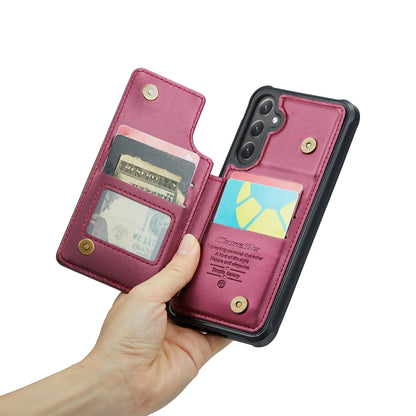 For Samsung Galaxy S23 FE 5G CaseMe C22 Card Slots Holder RFID Anti-theft Phone Case(Wine Red) - free shipping - PMC Jewellery - Order now!