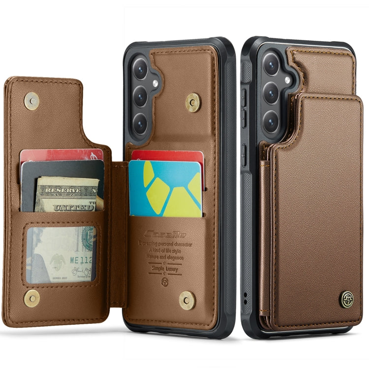 For Samsung Galaxy S23 FE 5G CaseMe C22 Card Slots Holder RFID Anti-theft Phone Case(Brown) - free shipping - PMC Jewellery - Order now!