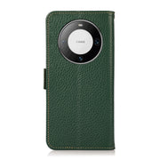 For Huawei Mate 60 KHAZNEH Side-Magnetic Litchi Genuine Leather RFID Case(Green)