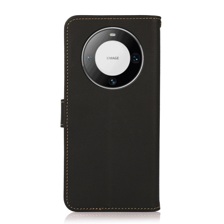 For Huawei Mate 60 KHAZNEH Custer Genuine Leather RFID Phone Case(Black)