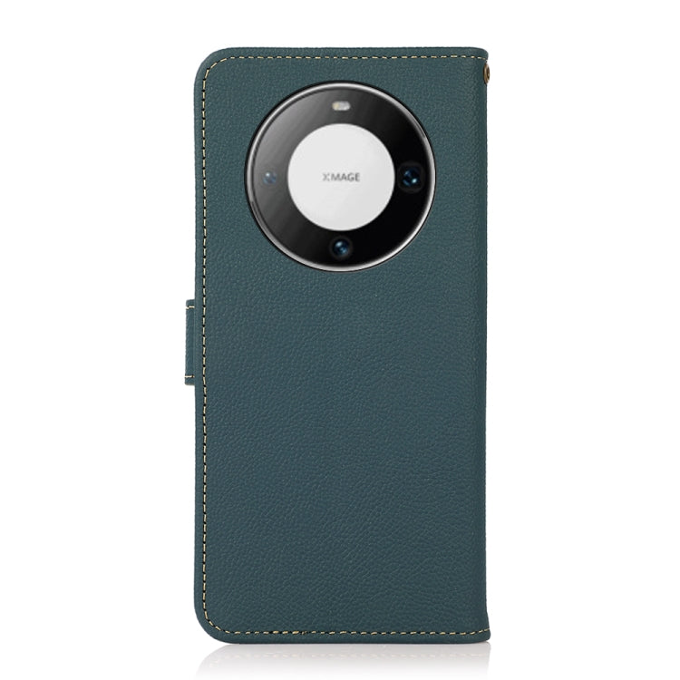 For Huawei Mate 60 KHAZNEH Custer Genuine Leather RFID Phone Case(Green) - Huawei Cases by PMC TechLife | Online Shopping South Africa | PMC TechLife | Buy Now Pay Later Mobicred