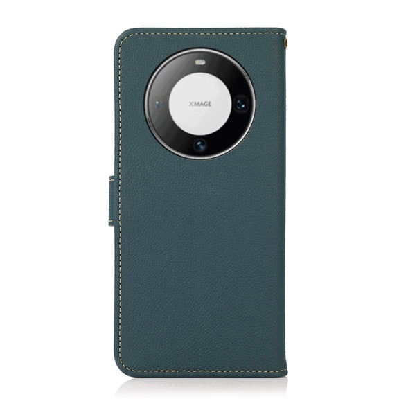 For Huawei Mate 60 KHAZNEH Custer Genuine Leather RFID Phone Case(Green)