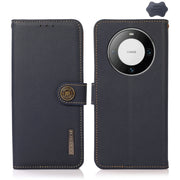 For Huawei Mate 60 Pro KHAZNEH Custer Genuine Leather RFID Phone Case(Blue)