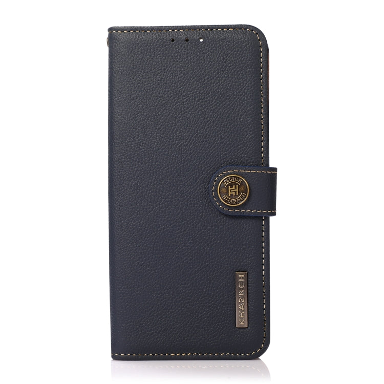 For Huawei Mate 60 Pro KHAZNEH Custer Genuine Leather RFID Phone Case(Blue)