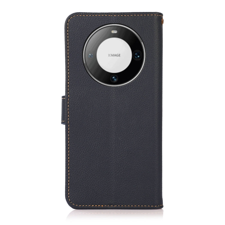 For Huawei Mate 60 Pro KHAZNEH Custer Genuine Leather RFID Phone Case(Blue)