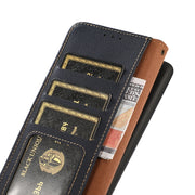For Huawei Mate 60 Pro KHAZNEH Custer Genuine Leather RFID Phone Case(Blue)
