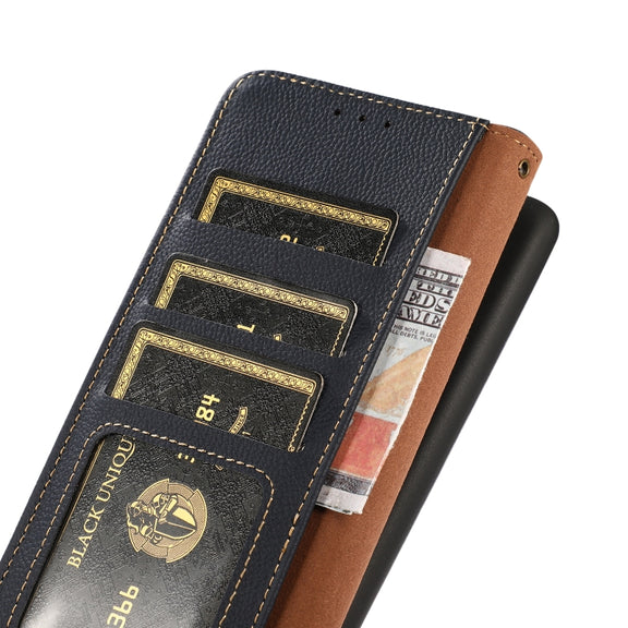 For Huawei Mate 60 Pro KHAZNEH Custer Genuine Leather RFID Phone Case(Blue)