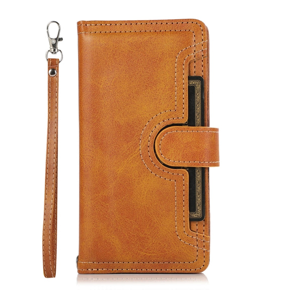 For Samsung Galaxy S24 5G Wristband Card Slot Leather Phone Case(Brown)