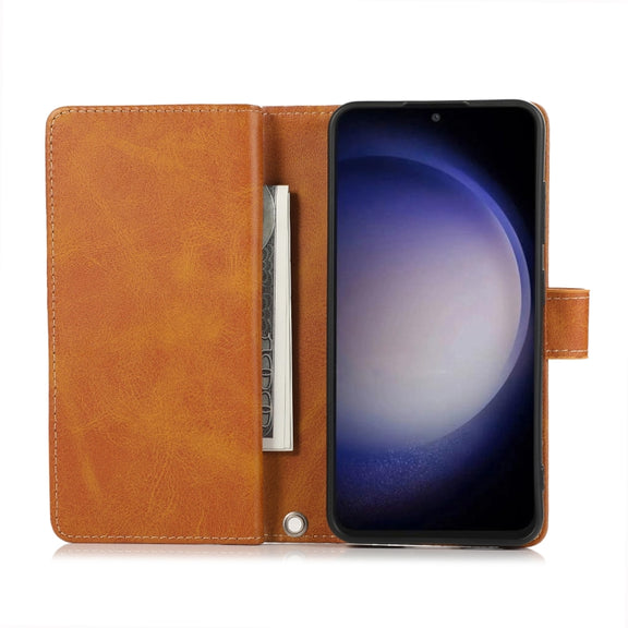 For Samsung Galaxy S24 5G Wristband Card Slot Leather Phone Case(Brown)