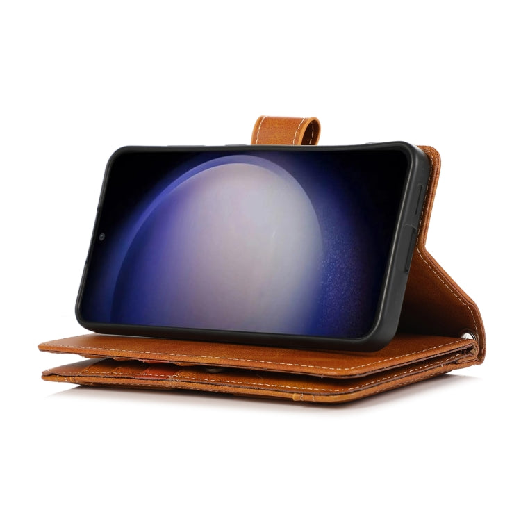 For Samsung Galaxy S24 5G Wristband Card Slot Leather Phone Case(Brown)