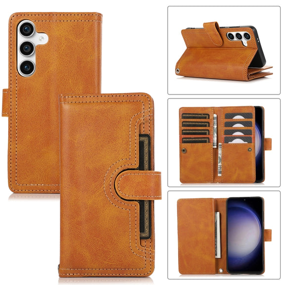 For Samsung Galaxy S24 5G Wristband Card Slot Leather Phone Case(Brown)