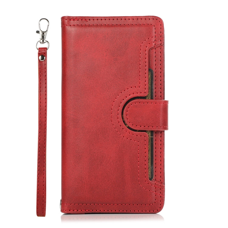 For Samsung Galaxy S24 5G Wristband Card Slot Leather Phone Case(Red)