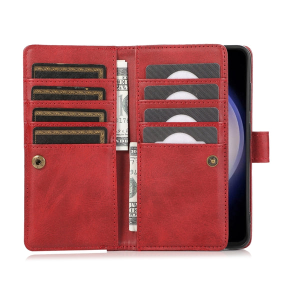 For Samsung Galaxy S24 5G Wristband Card Slot Leather Phone Case(Red)