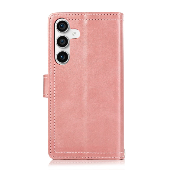 For Samsung Galaxy S24 5G Wristband Card Slot Leather Phone Case(Rose Gold)