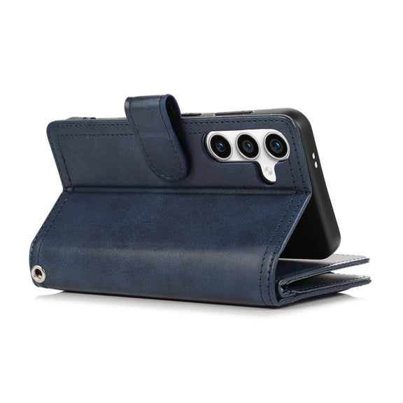 For Samsung Galaxy S24 5G Wristband Card Slot Leather Phone Case(Blue)