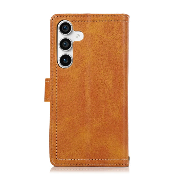For Samsung Galaxy S24+ 5G Wristband Card Slot Leather Phone Case(Brown)