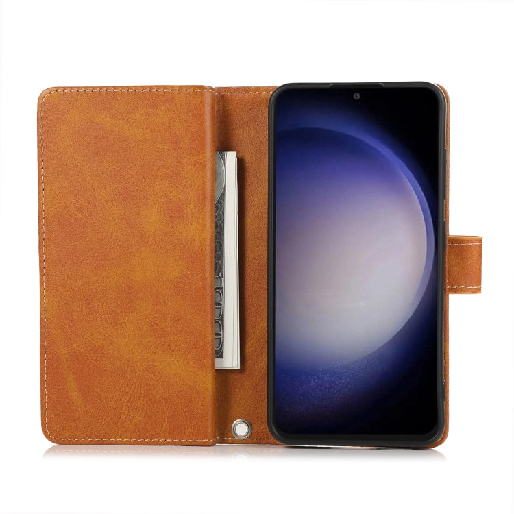 For Samsung Galaxy S24+ 5G Wristband Card Slot Leather Phone Case(Brown)