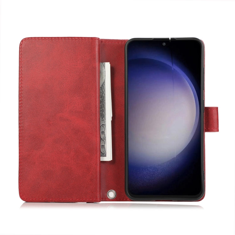 For Samsung Galaxy S24+ 5G Wristband Card Slot Leather Phone Case(Red)