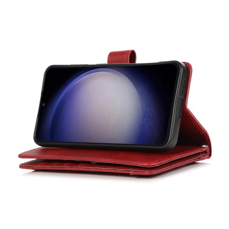 For Samsung Galaxy S24+ 5G Wristband Card Slot Leather Phone Case(Red)