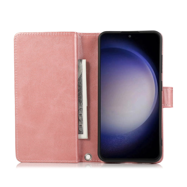 For Samsung Galaxy S24+ 5G Wristband Card Slot Leather Phone Case(Rose Gold)
