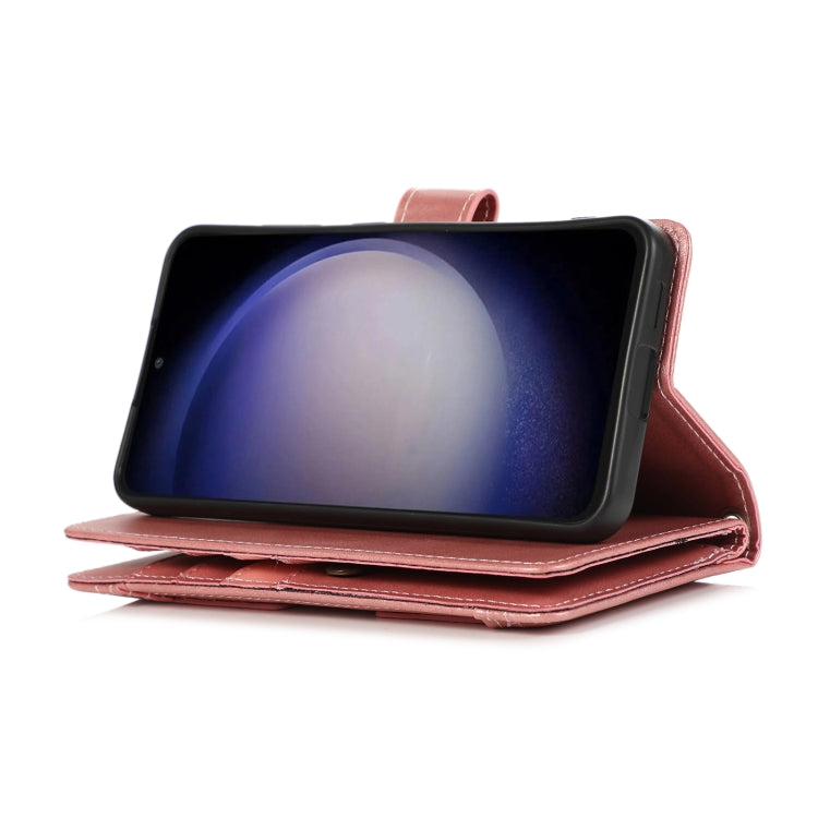 For Samsung Galaxy S24+ 5G Wristband Card Slot Leather Phone Case(Rose Gold)