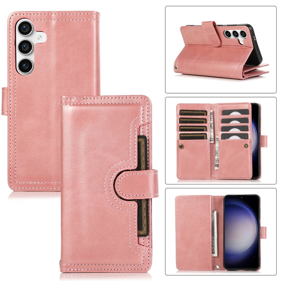 For Samsung Galaxy S24+ 5G Wristband Card Slot Leather Phone Case(Rose Gold)