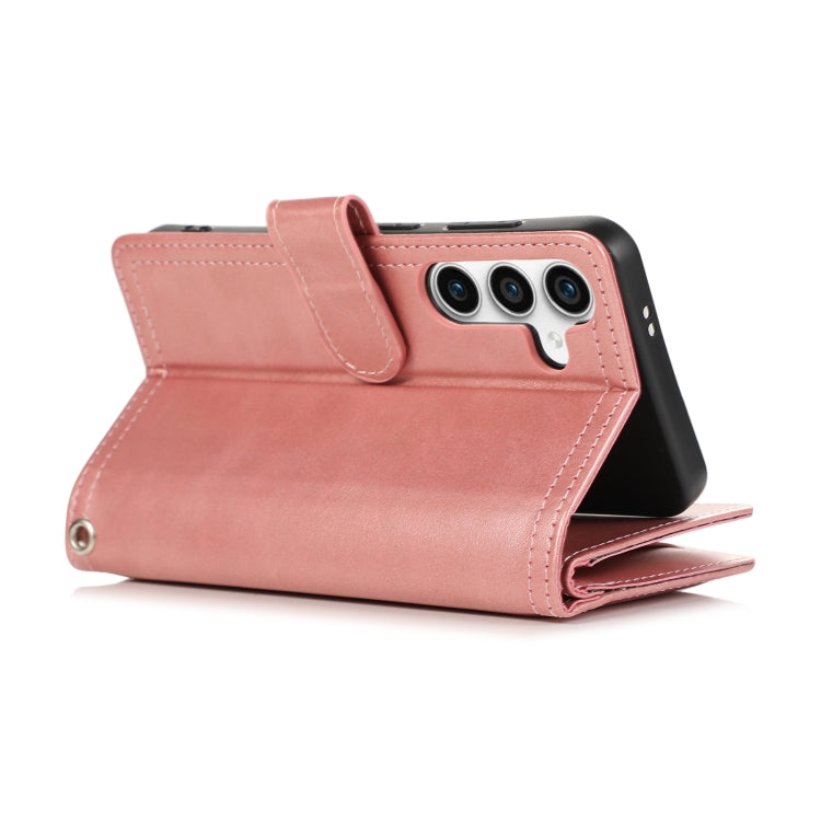 For Samsung Galaxy S24+ 5G Wristband Card Slot Leather Phone Case(Rose Gold)