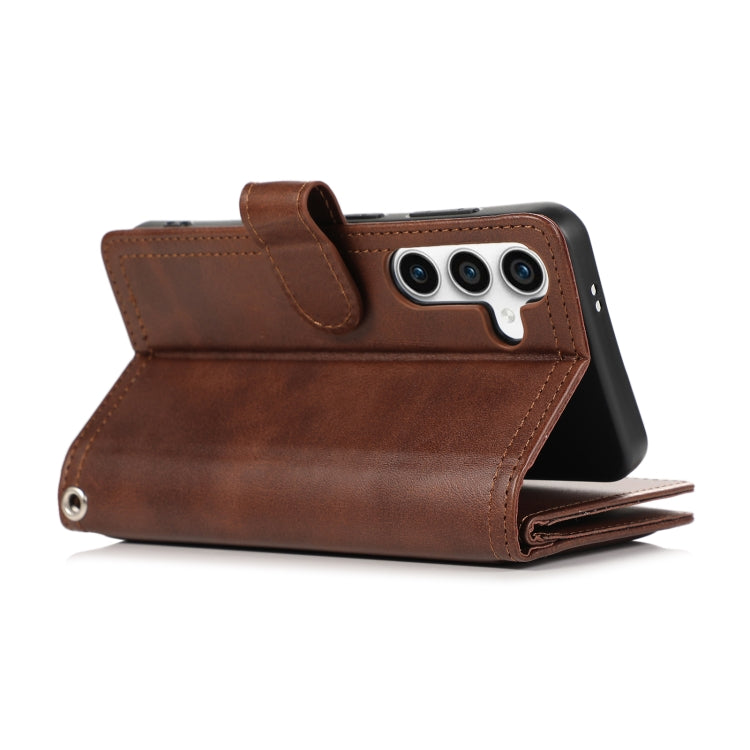 For Samsung Galaxy S24+ 5G Wristband Card Slot Leather Phone Case(Coffee)