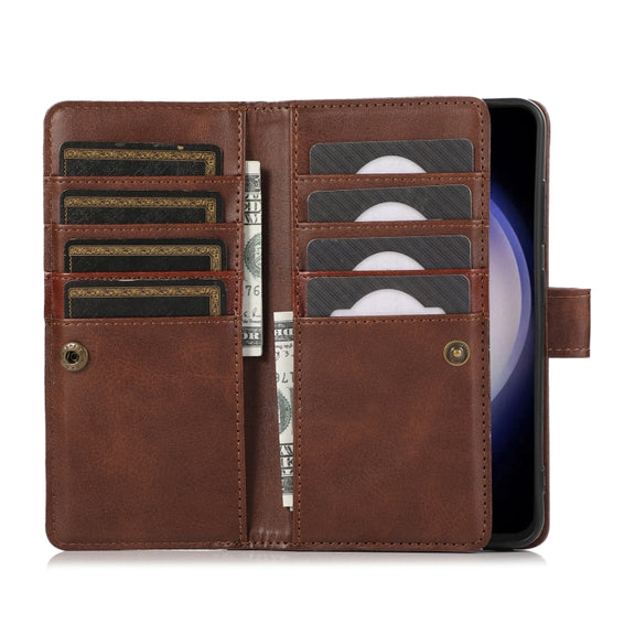 For Samsung Galaxy S24+ 5G Wristband Card Slot Leather Phone Case(Coffee)