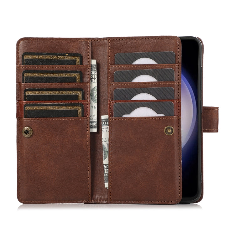For Samsung Galaxy S24+ 5G Wristband Card Slot Leather Phone Case(Coffee)