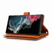 For Samsung Galaxy S24 Ultra 5G Wristband Card Slot Leather Phone Case(Brown)