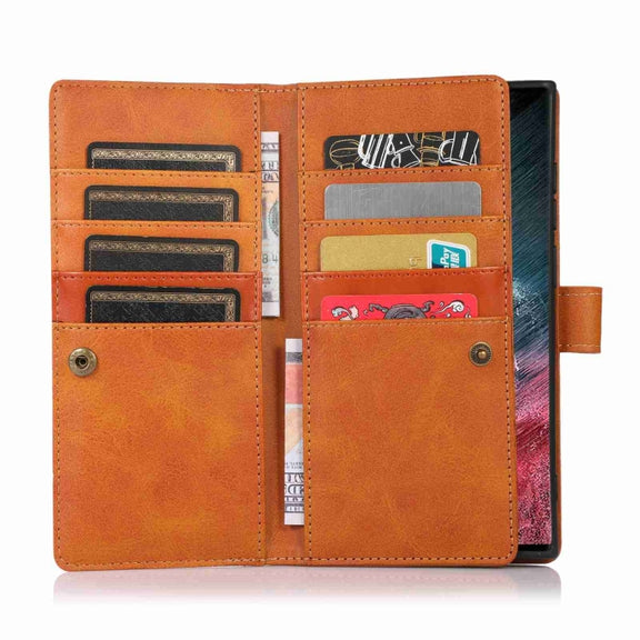 For Samsung Galaxy S24 Ultra 5G Wristband Card Slot Leather Phone Case(Brown)