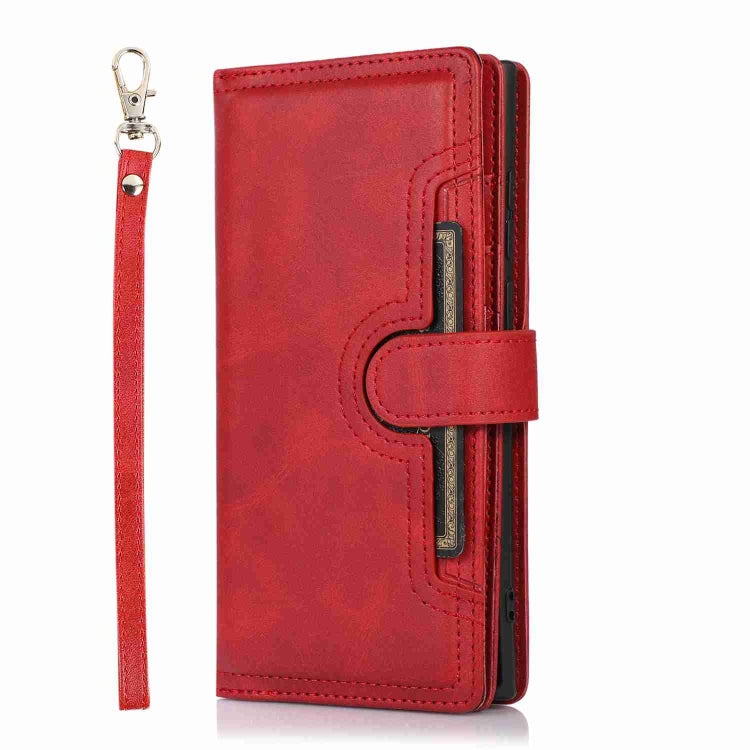 For Samsung Galaxy S24 Ultra 5G Wristband Card Slot Leather Phone Case(Red)