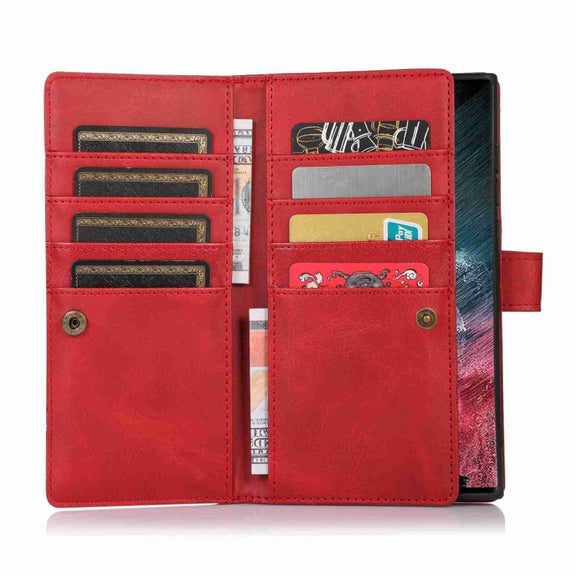 For Samsung Galaxy S24 Ultra 5G Wristband Card Slot Leather Phone Case(Red)