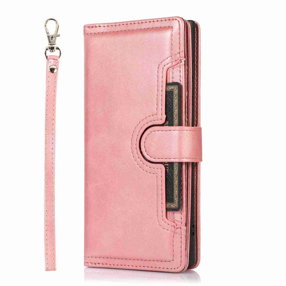 For Samsung Galaxy S24 Ultra 5G Wristband Card Slot Leather Phone Case(Rose Gold)