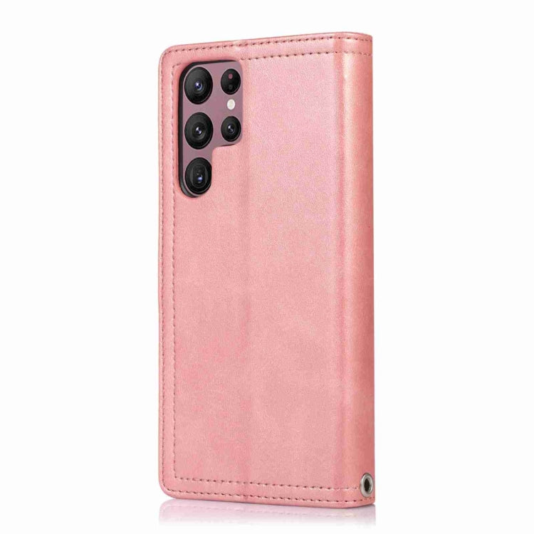 For Samsung Galaxy S24 Ultra 5G Wristband Card Slot Leather Phone Case(Rose Gold)