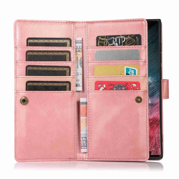 For Samsung Galaxy S24 Ultra 5G Wristband Card Slot Leather Phone Case(Rose Gold)