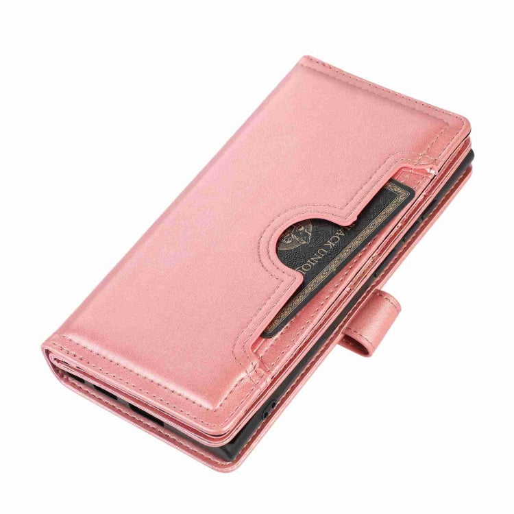 For Samsung Galaxy S24 Ultra 5G Wristband Card Slot Leather Phone Case(Rose Gold)
