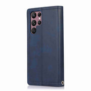 For Samsung Galaxy S24 Ultra 5G Wristband Card Slot Leather Phone Case(Blue)