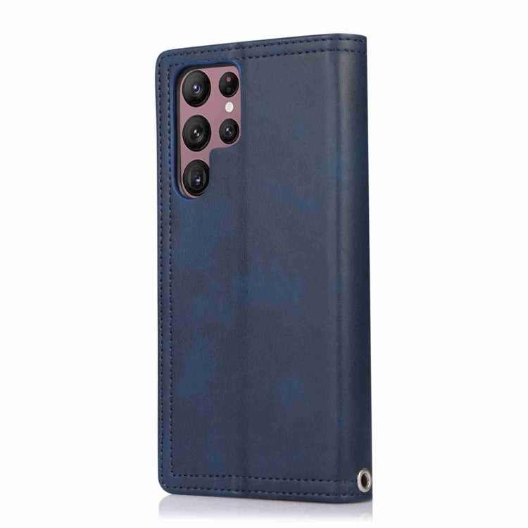For Samsung Galaxy S24 Ultra 5G Wristband Card Slot Leather Phone Case(Blue)