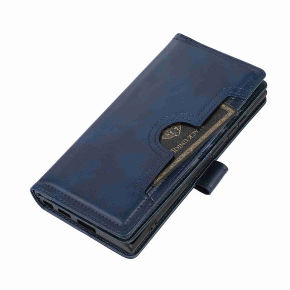 For Samsung Galaxy S24 Ultra 5G Wristband Card Slot Leather Phone Case(Blue)
