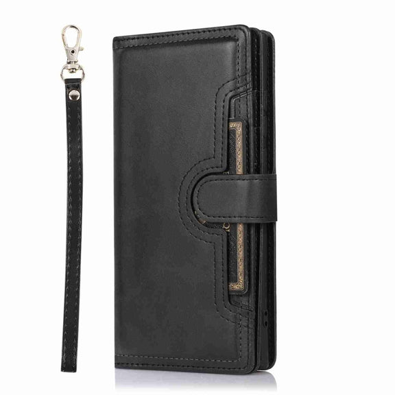 For Samsung Galaxy S24 Ultra 5G Wristband Card Slot Leather Phone Case(Black)