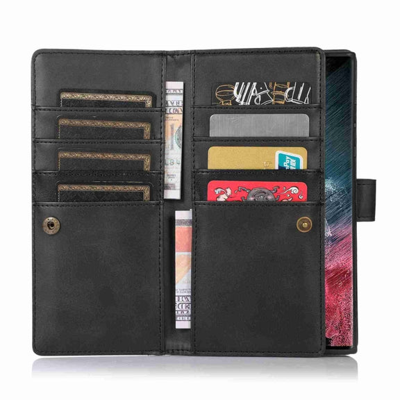 For Samsung Galaxy S24 Ultra 5G Wristband Card Slot Leather Phone Case(Black)