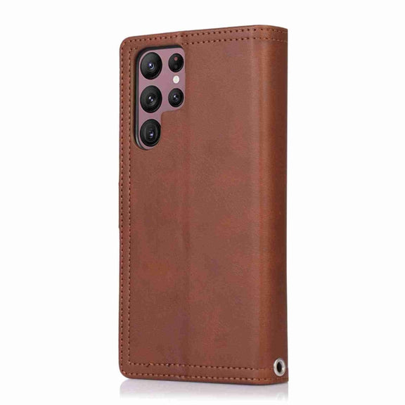 For Samsung Galaxy S24 Ultra 5G Wristband Card Slot Leather Phone Case(Coffee)