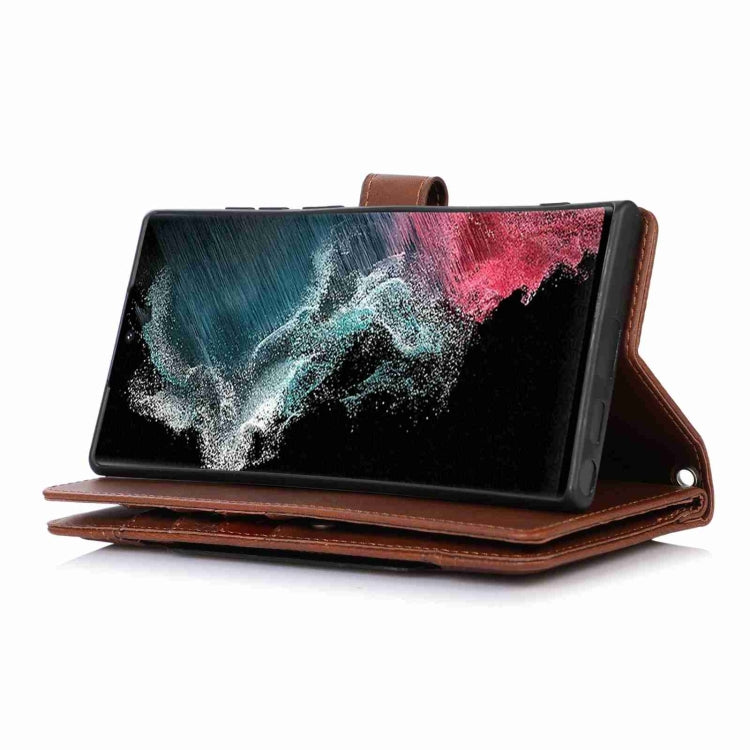 For Samsung Galaxy S24 Ultra 5G Wristband Card Slot Leather Phone Case(Coffee)